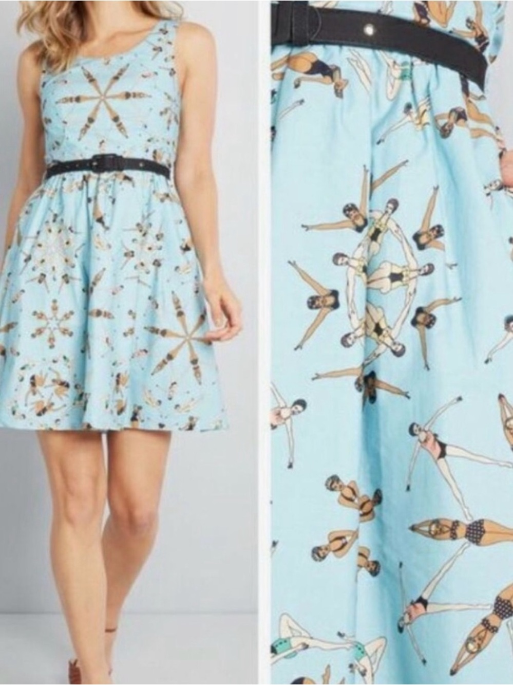 BNWT ModCloth DuPenny Retro Synchronized Swimmers Fit & Flare Dress